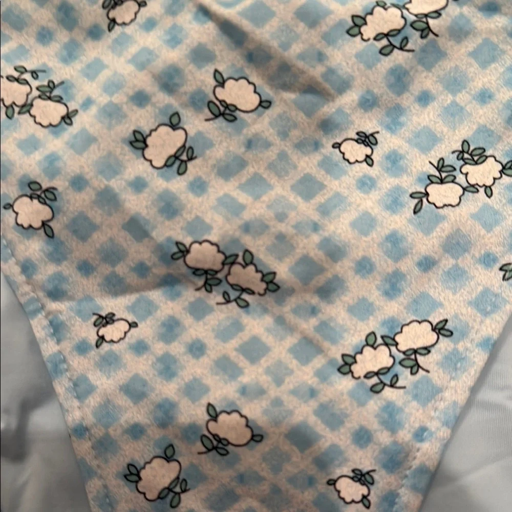 Frankie's Bikinis Light Blue Floral Crochet Triangle Bikini